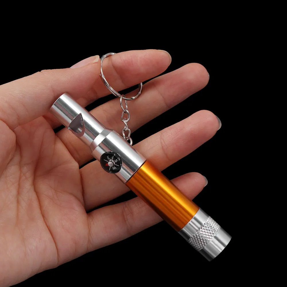 Kit Tools Quality Outdoor Light Hiking Tool Survival Climbing Keyring Whistle Compass 3-In-1 Flashlight