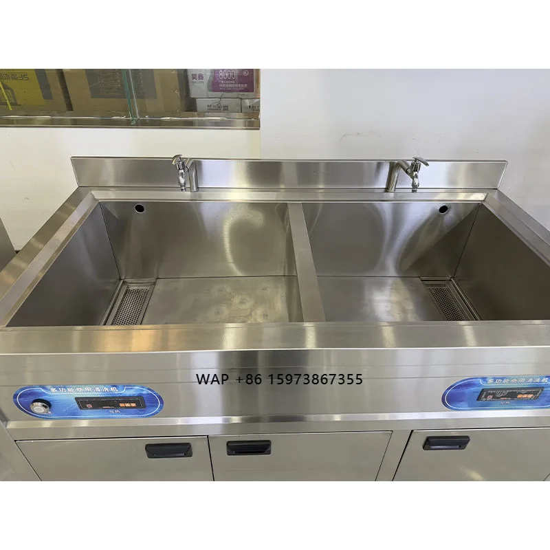 Lavadora Comercial de Frutas y Verduras con Sistema de Limpieza por Burbujas, Lavavajillas Ultrasónico para Restaurantes y Hoteles
