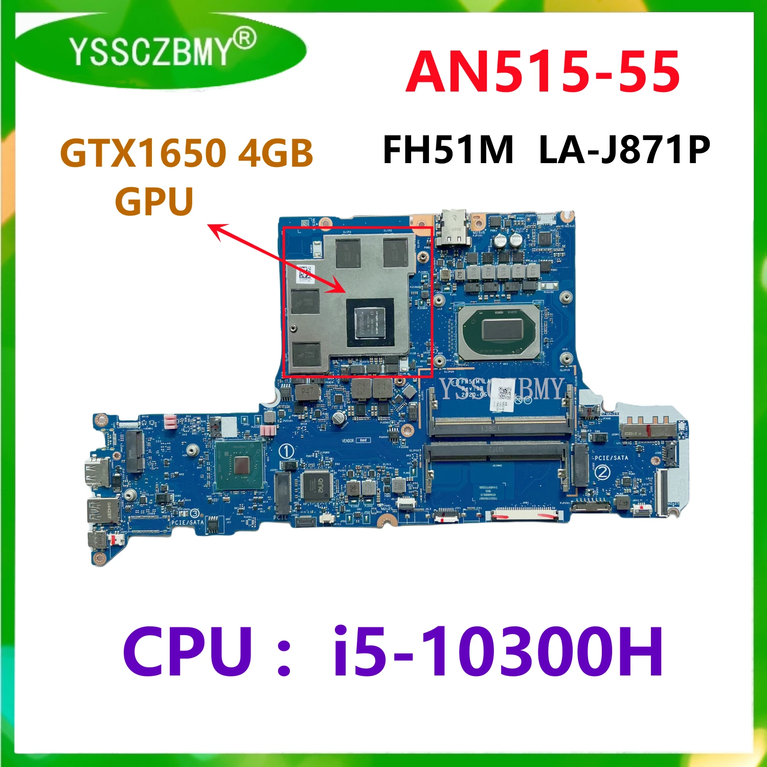 FH51M LA-J871P Mainboard For Acer AN517-52 AN515-55 Laptop