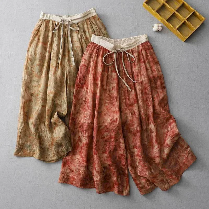 Calça larga larga feminina, cintura elástica, calça fluindo, cortada, perna larga, vintage, estilo coreano, casual, verão