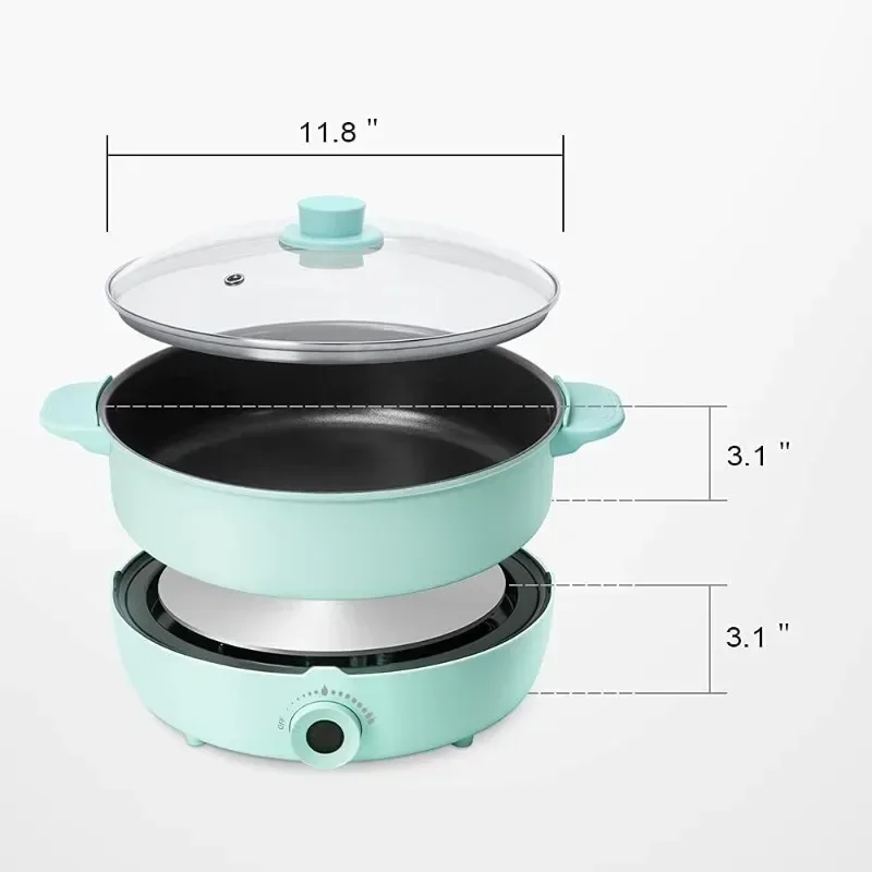 Electric Hot Pot with Burner Split Multi-purpose Non-stick Electric Frying Pan Portable Kitchen Burner Stove