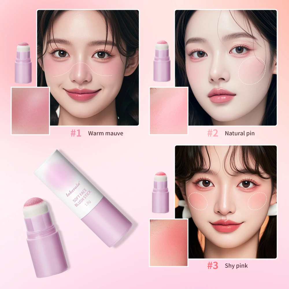韓国ブラッシュスティック ソフトフォグフィニッシュ クリーミーバウンシー テクスチャー デュアルユース リップ＆チークティント 女性用 6色 フェイスメイク