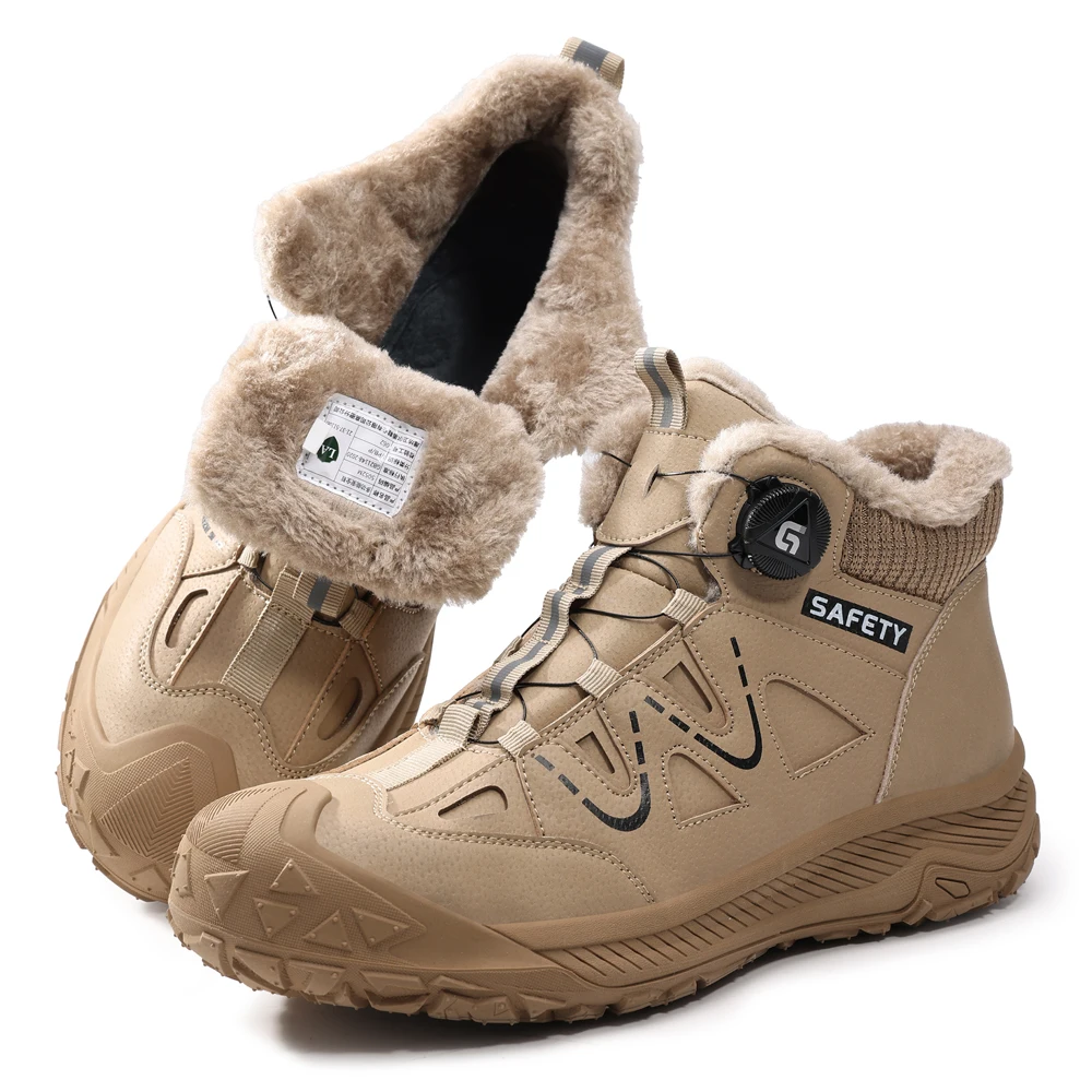 2026 Winter Boots Work Safety Shoes Men Puncture-Proof Safety Protection Plush Warm Work Shoes Security Boots Wear-resistant