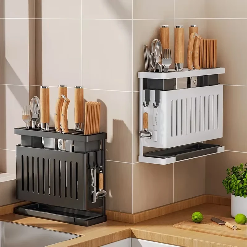 

Kitchen Knives Chopsticks Integrated Carbon Steel Storage Rack Multifunctional Support Storage Rack Kitchen Storages Supplies