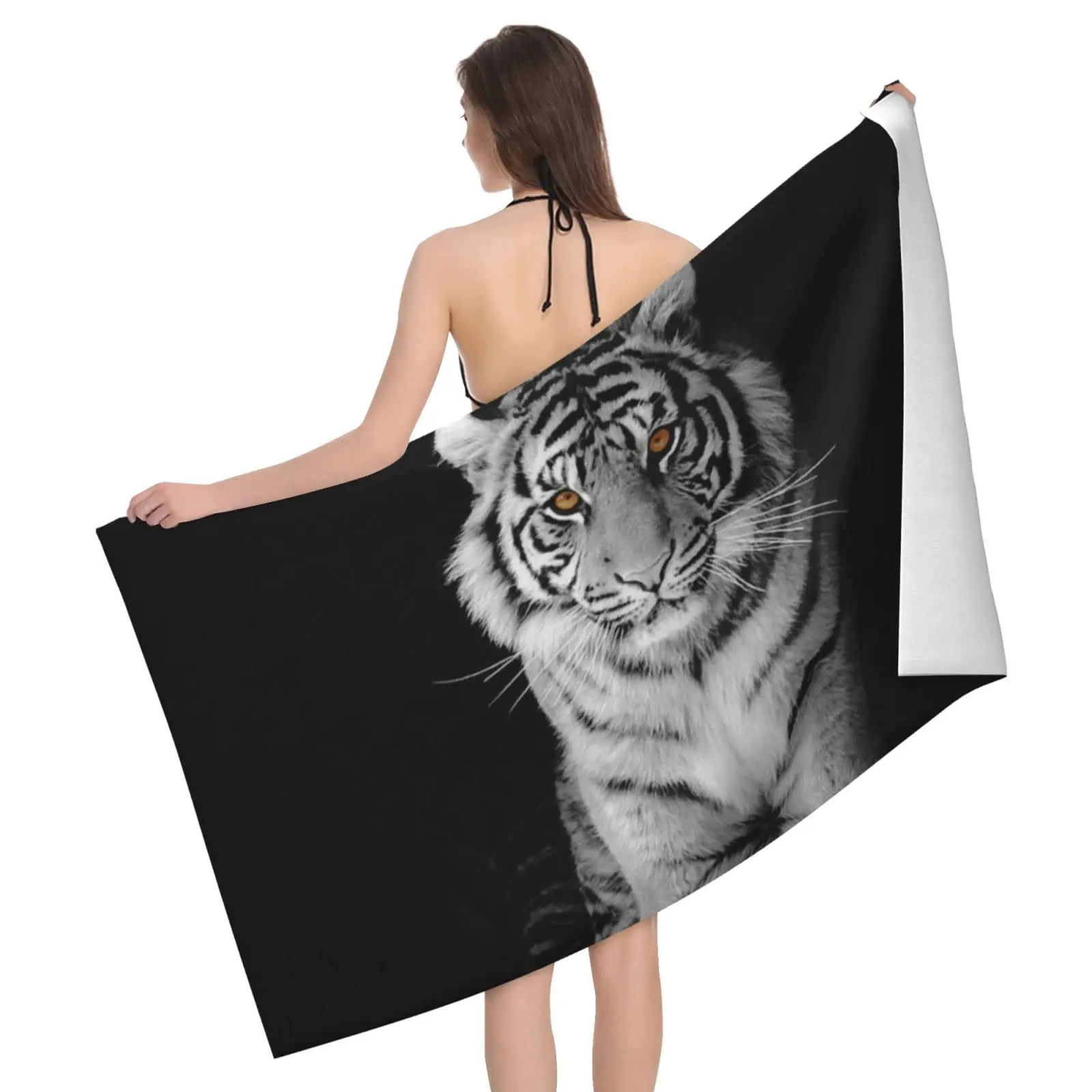 Tiger Beach Towel Cute Wild Animal Oversize Soft Quick-drying Bath Towel for Women Men Kids Travel Swimming Camping Hotel Towel