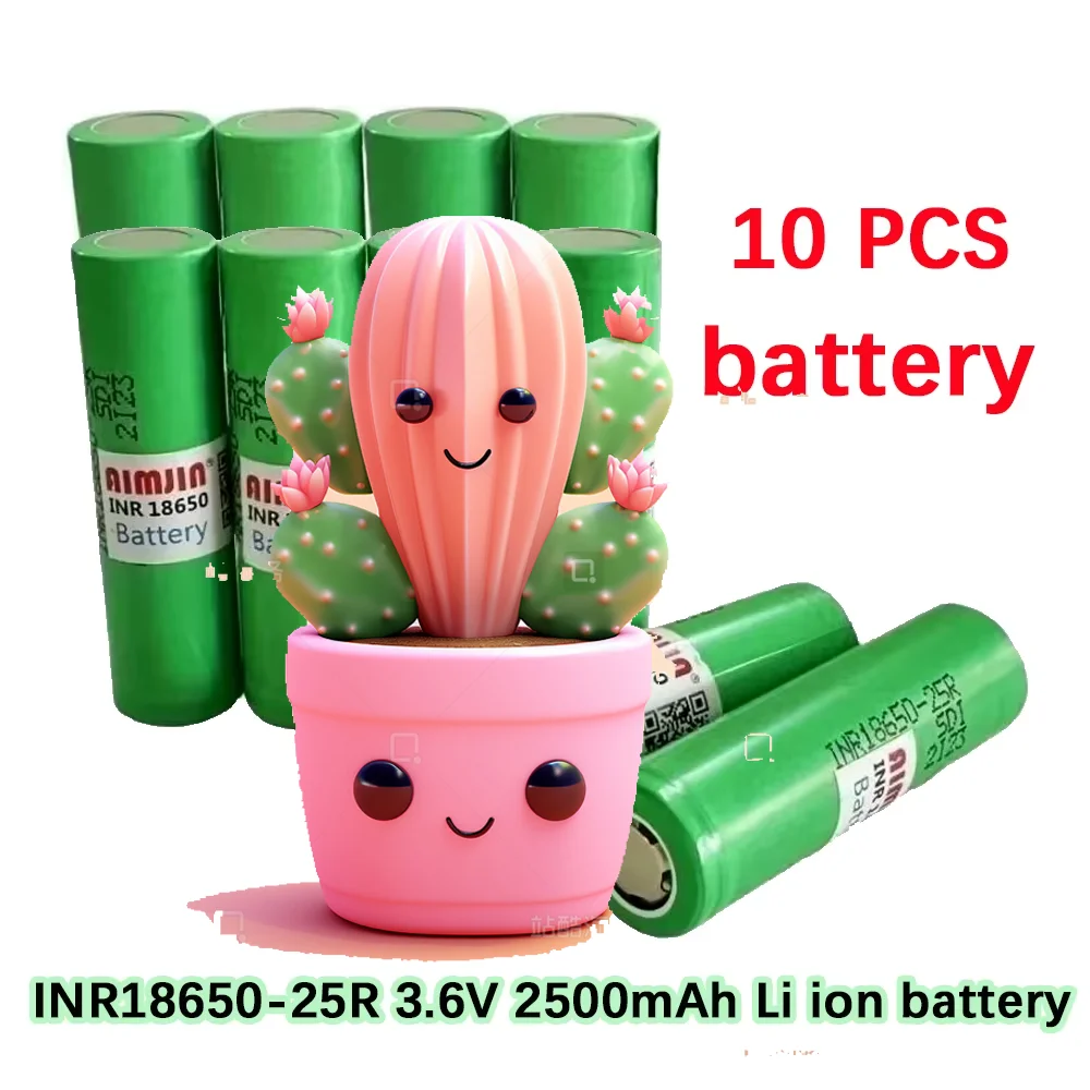 

10PCS battery 3.6V 2500mAh 18650 Battery For Samsung INR 18650 25R Lithium Lon Battery Replacement External Battery