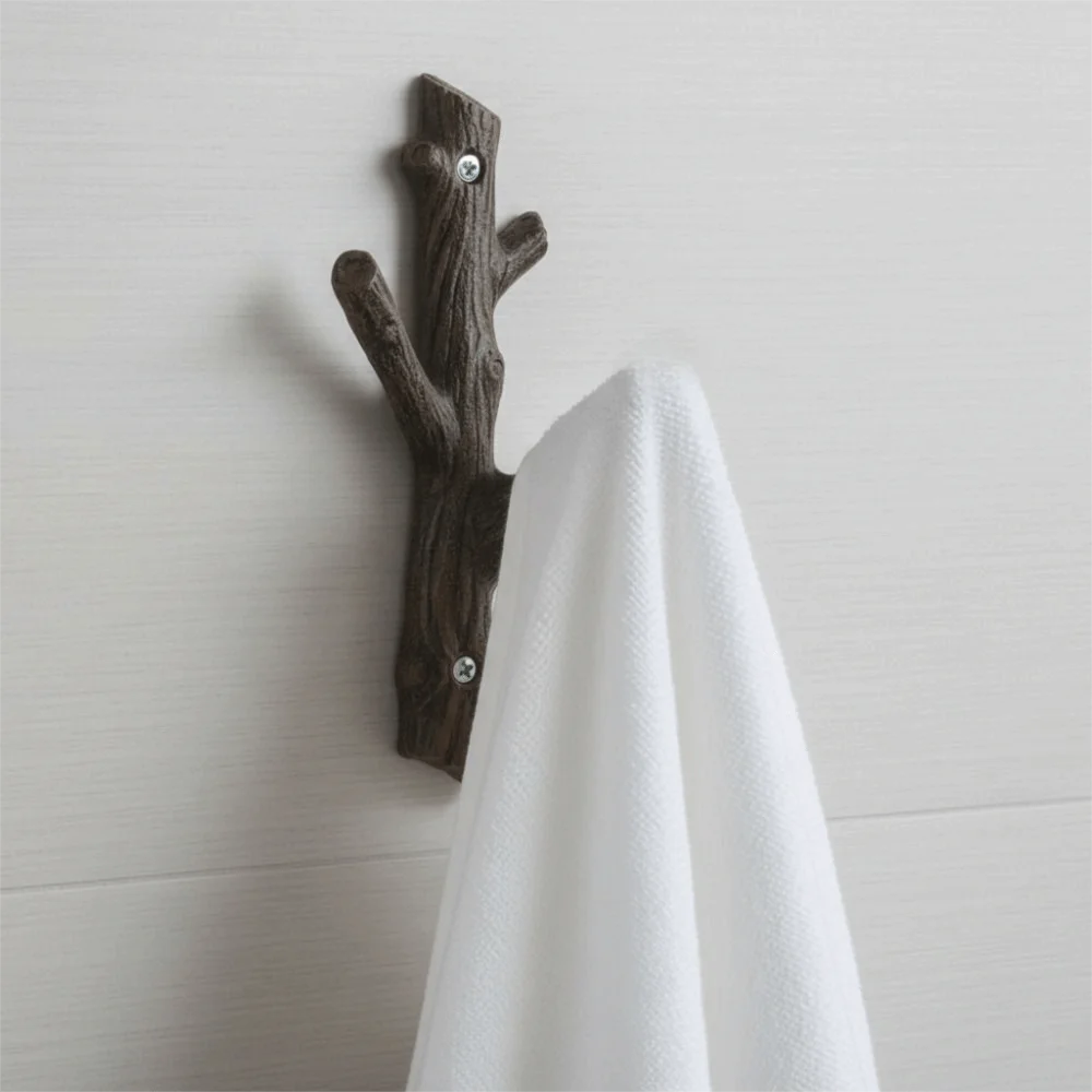 Decorative Wall Mounted Retro Tree Branch Hook Simulated Metal Towel Hook Rustic Style Key Holder Hat Rack Bathroom