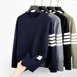 Light luxury men's round neck knitted sweater autumn and winter Korean version hot selling fashion brand design casual pullover