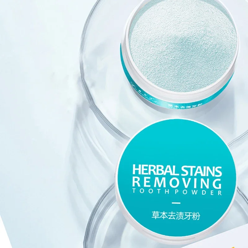 ハーブ歯粉末、天然歯美白パウダー、歯ステインリムーバー歯磨き粉粉末新鮮なミント、キシリトール