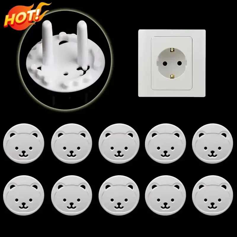 10pcs Bear EU Power Socket Electrical Outlet Baby Kids Child Safety Guard Protection Anti Electric Shock Plugs Protector Cover