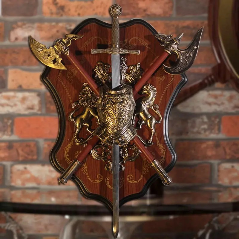 Medieval Wall Decor Shield Sword Armor Wall Hangings for Cafe KTV Bar