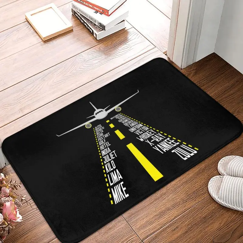 Pilot Alphabet Aviation Aircraft Doormat Anti-Slip Entrance Kitchen Bathroom Floor Door Mat Airplane Aviator Balcony Rug Carpet