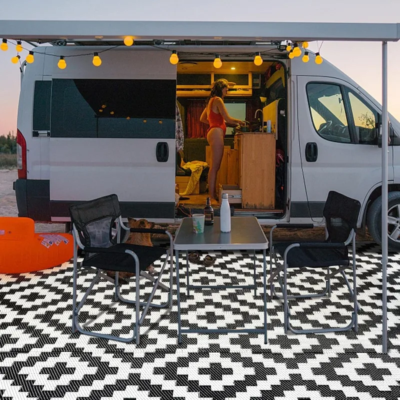 Estera de jardín duradera, impermeable y a prueba de humedad, estera portátil para RV al aire libre, dosel para acampar, estera de playa Jacquard