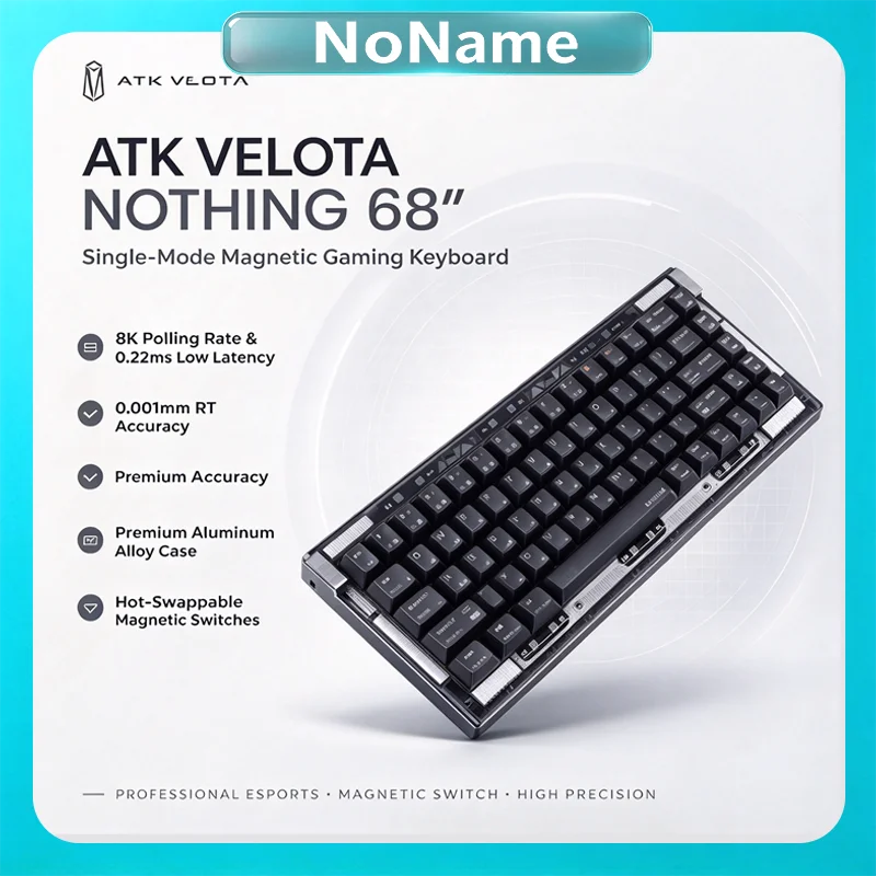 Teclado Gamer ATK VELOTA NOTHING 68 com Switch Magnético, Polling 8K, 0,001mm, RT Gasket, Alumínio, RGB, Hot Swap, Teclado com Efeito Hall