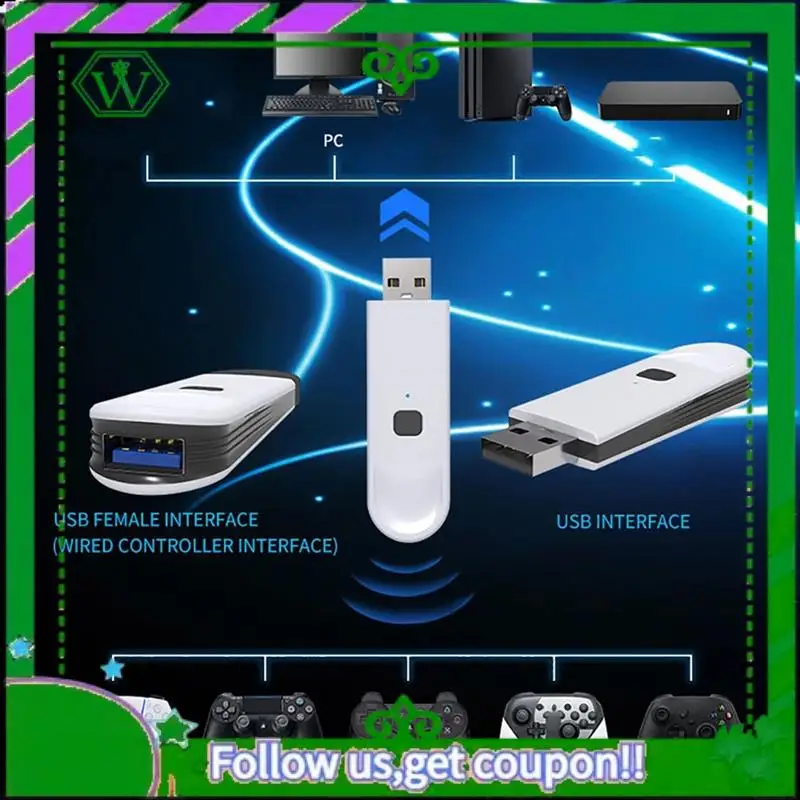 ABIK-USB Receiver Adapter For PS3/4/5, For ONE S SWITCH PRO Console- Bluetooth Wireless Gamepad Controller Dongle