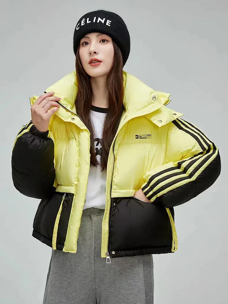 2024 New Women Down Jacket Winter Coat Female Short Parkas Versatile Fashion Leisure Time Outwear Hooded Thick Warm Overcoat