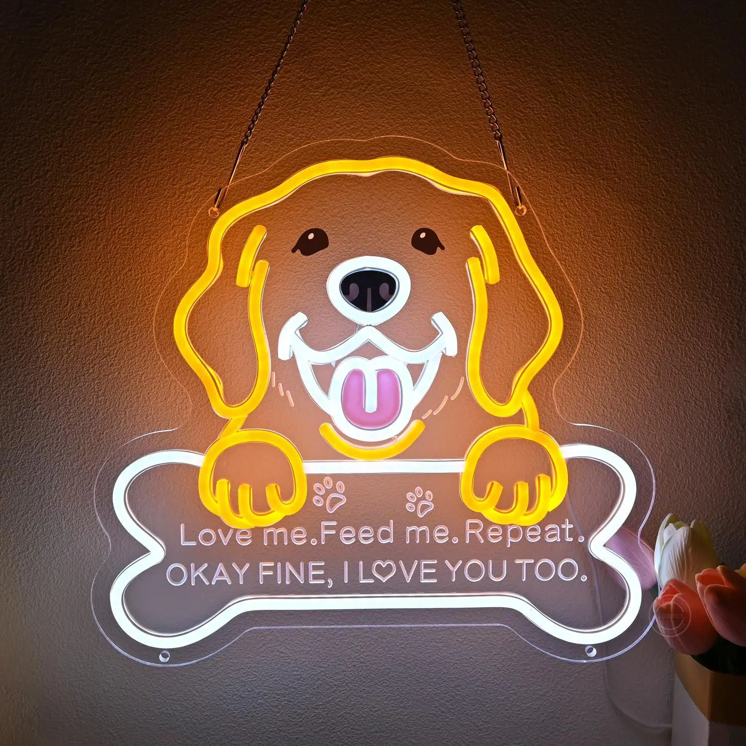 Golden Retriever Neon Sign USB Dimmable LED Light for Bedroom Pet Room Pet Shop Living Room Dog Lover Themed Wall Art Deco