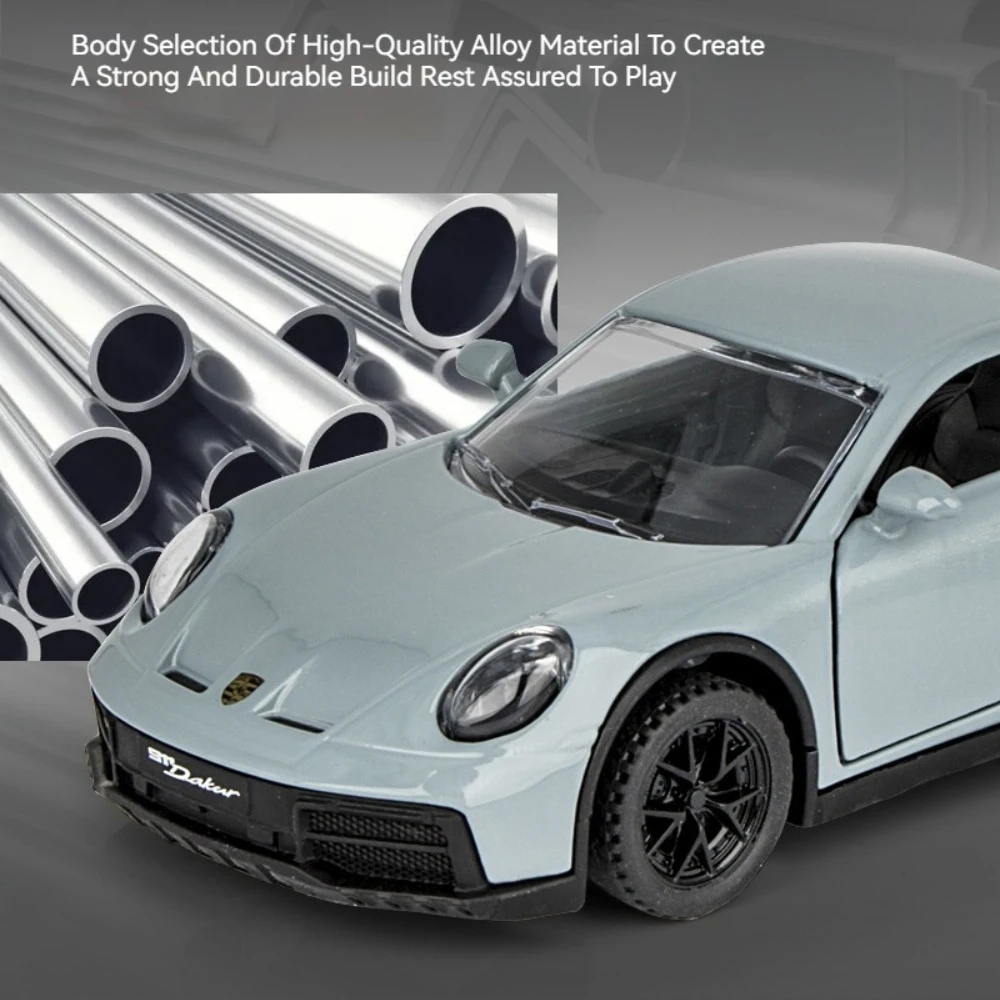 1:32 911 Dakar Modello di Auto Sportiva Giocattoli In Metallo Pressofuso Mini Supercars Suono Luce Porte Aperte Tirare Indietro Decorazione per I Regali Dei Bambini