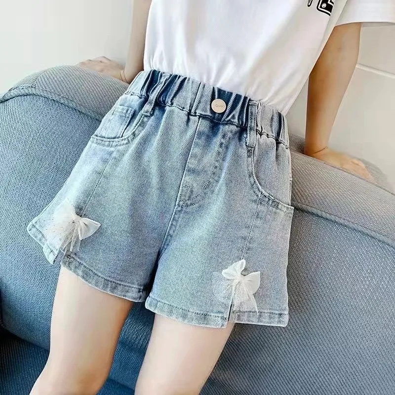 Girl Jeans Shorts Kids Denim Short Pants Baby Casual Shorts Beach Bottoms Fit 4-13 Years Child Summer Clothes