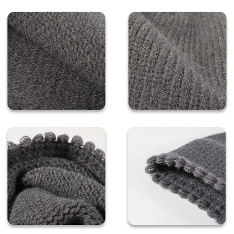 Women Faux Cashmere Knit Beanie Hat Wavy Edge Warm Windproof Dome Skullies Cap Foldable Commuter Casual Winter Knitted Hat