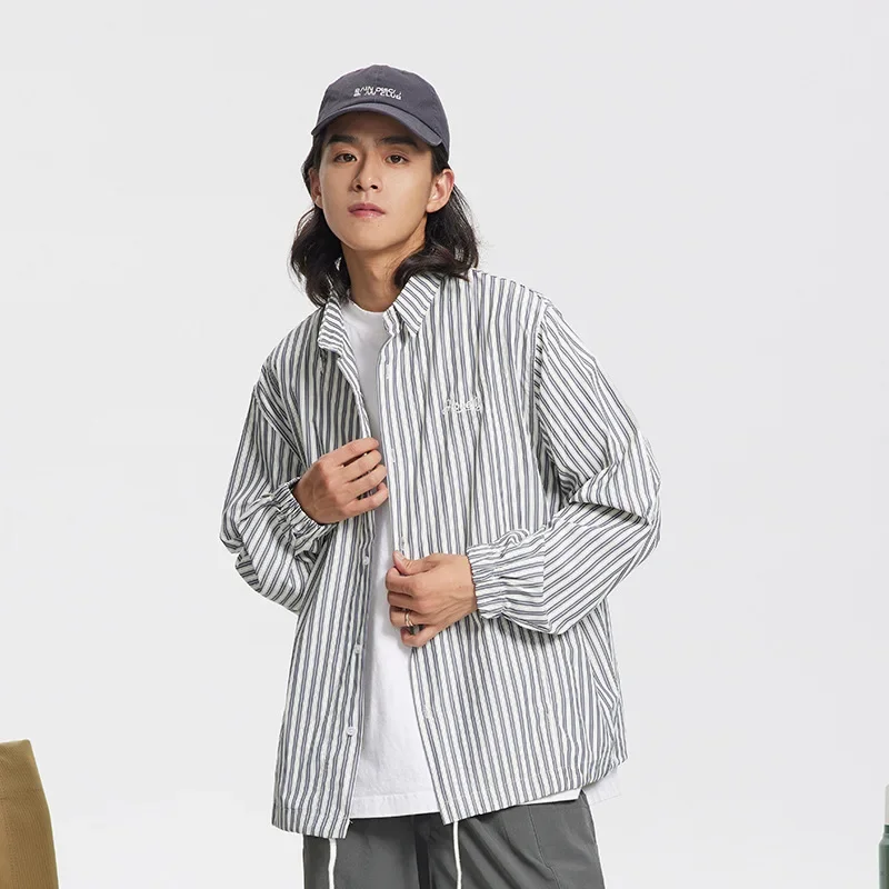 Striped Shirt Autumn Men's Japanese Retro Casual Versatile Long-sleeved Fashion Trend Design Sense Shirt Coat New Men Clothing