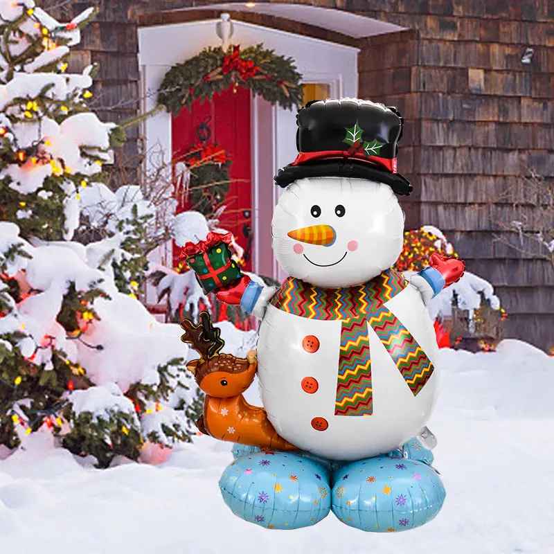 Christmas Standing Snowman Santa Claus Balloon Xmas Nutcracker Soldier Ball 2024 New Year Party Christmas Home Decoration 2023