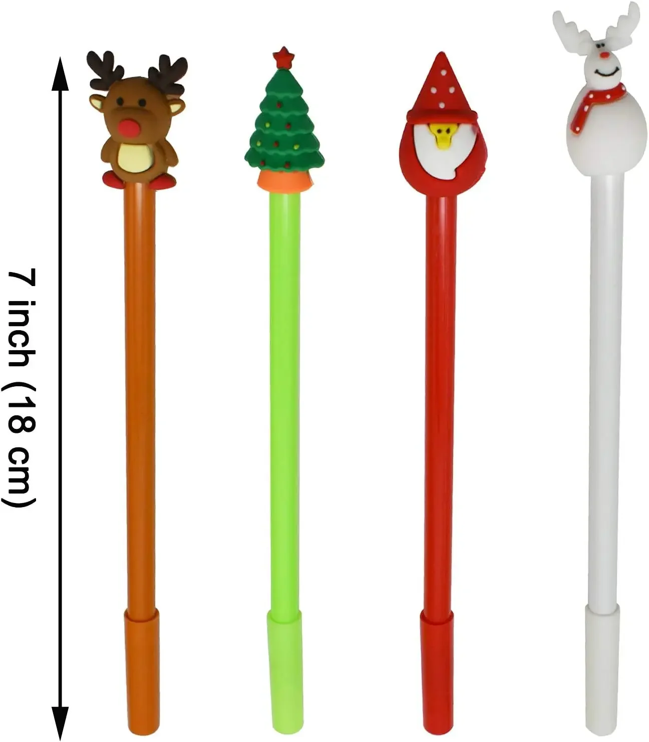 12 Pcs Novelty Christmas Rollerball Gel Ink Pens For Office School Christmas Tree, Snowman, Reindeer, Santa Claus