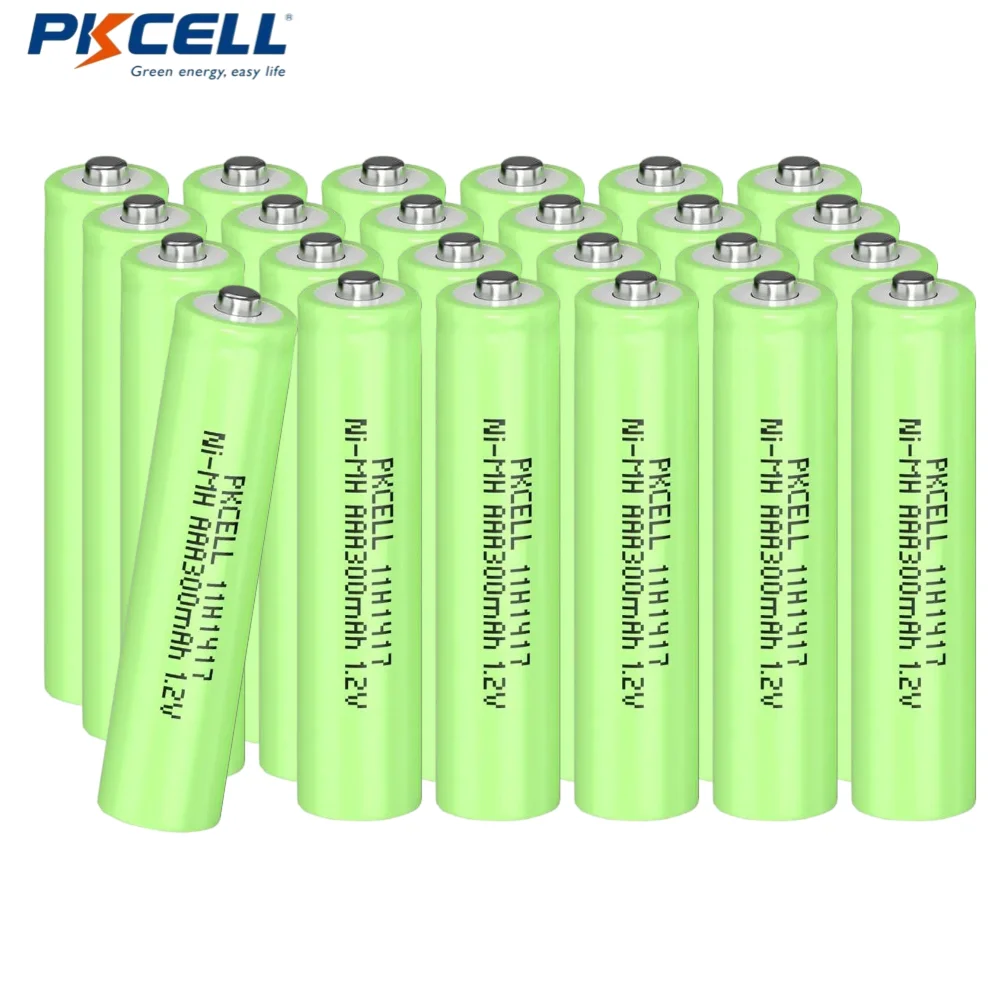 PKCELL 24PCS 1.2V 300mAh Ni-MH Batteries NIMH Rechargeable AAA Battery for Garden Solar Light Lamp