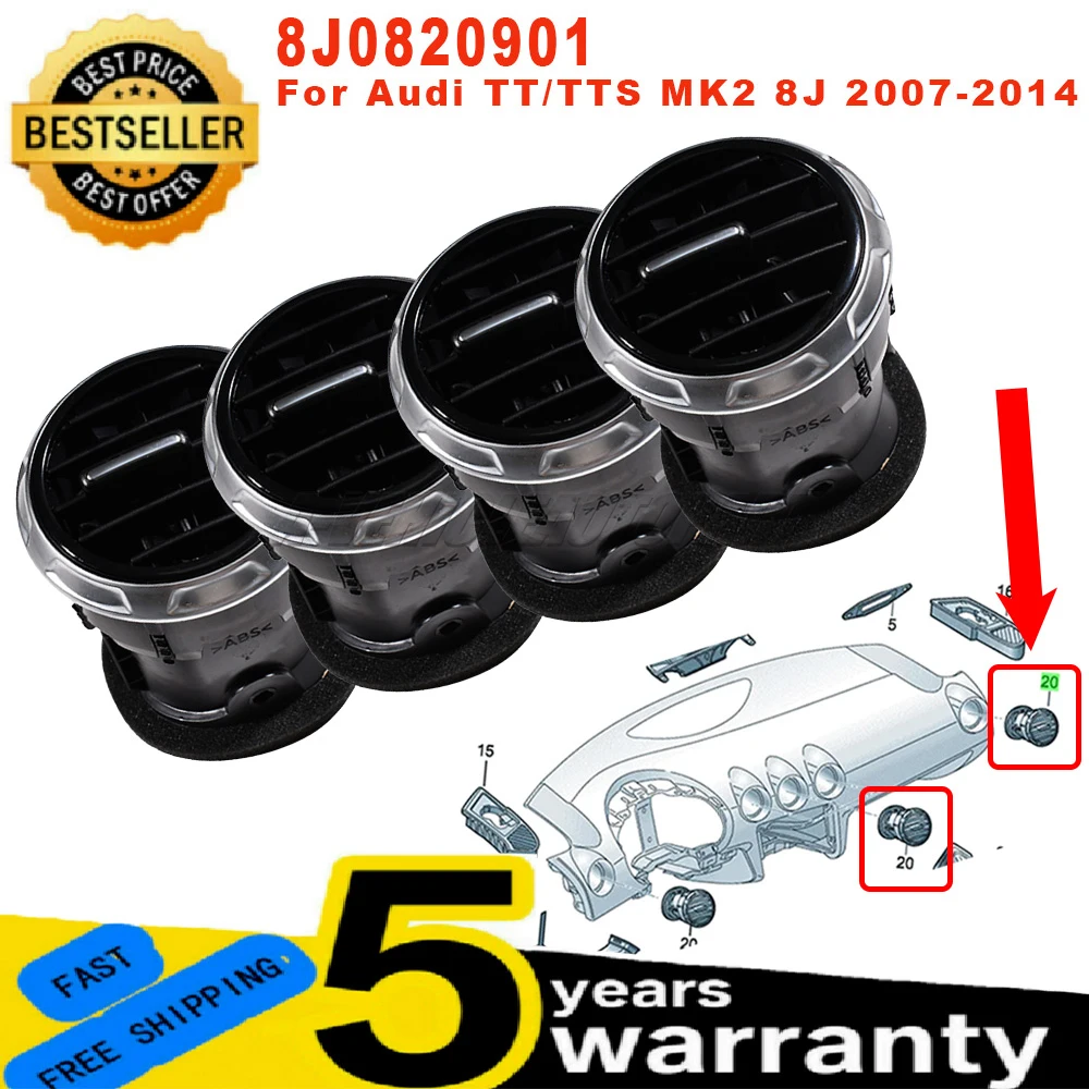 8J0820901 For Audi TT/TTS Mk2 New Dashboard Air Vent Air Conditioner AC Heating Grille Diffuser Center Panel ABS Car Accessories