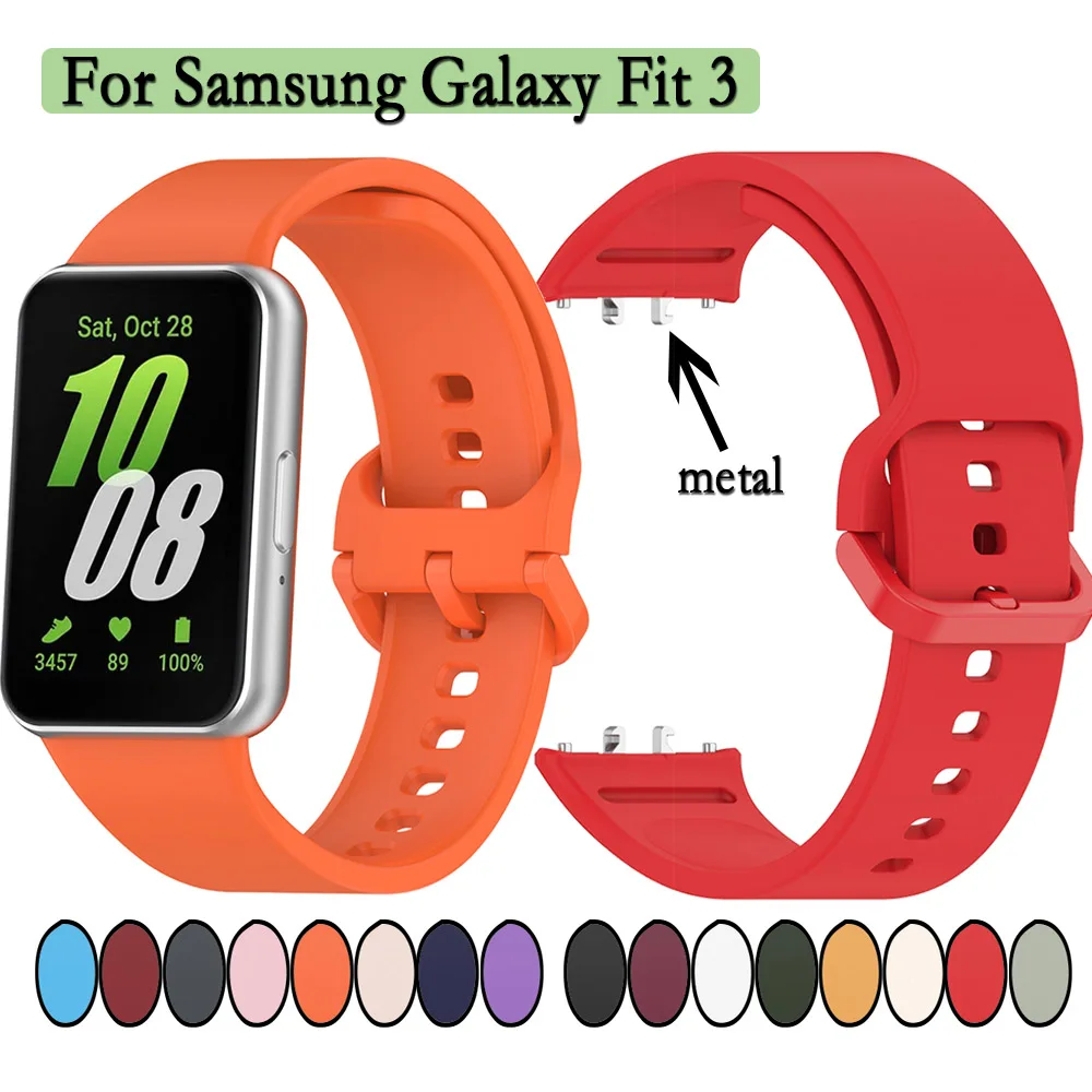 

For Samsung Galaxy Fit 3 Silicone Strap High Quality Watchband Metal Not Plastic Connectors Adjustable Wristband Good To Wear