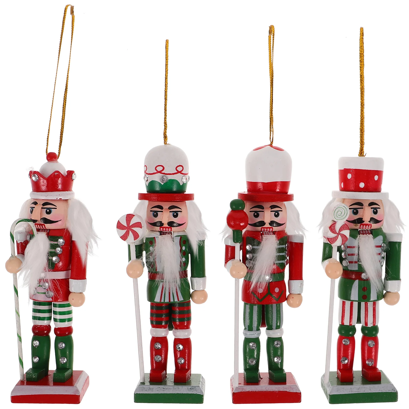 

4 Pcs 12.5cm Wood Nutcracker Hanging naments Christmas Tree Decorations Festive Party Supplies Home Holiday Gifts