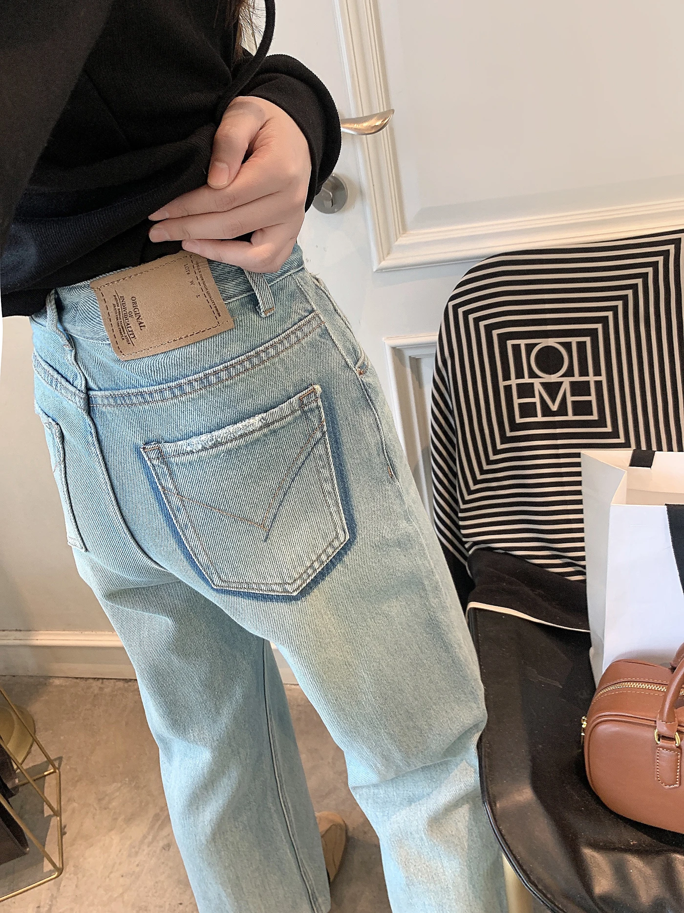 

High Waist Wide Leg Jeans Women's Faionable Korean Sle Spring New Arrival Denim Pants Loose Fit Versatile Straight Cut