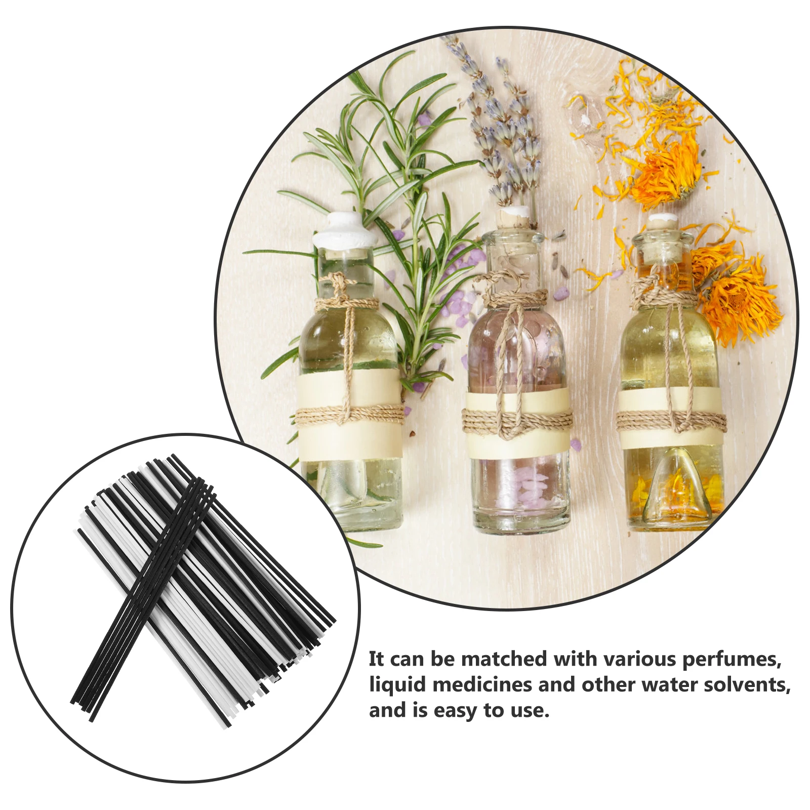 

100 Pcs Sticks 3mm Diameter White Black 18cm Wood Essential Oil Home Room Diffuser Stick Diffuser Sticks Spa Gifts