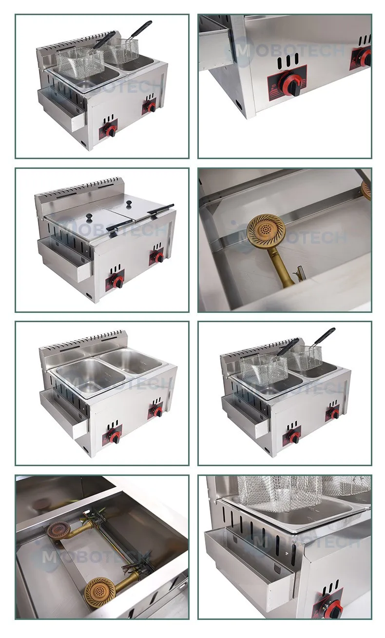 Table Top Stainless Steel French Fries Machine 2 Tank 2 Basket Commercial Potato Chip Fryer