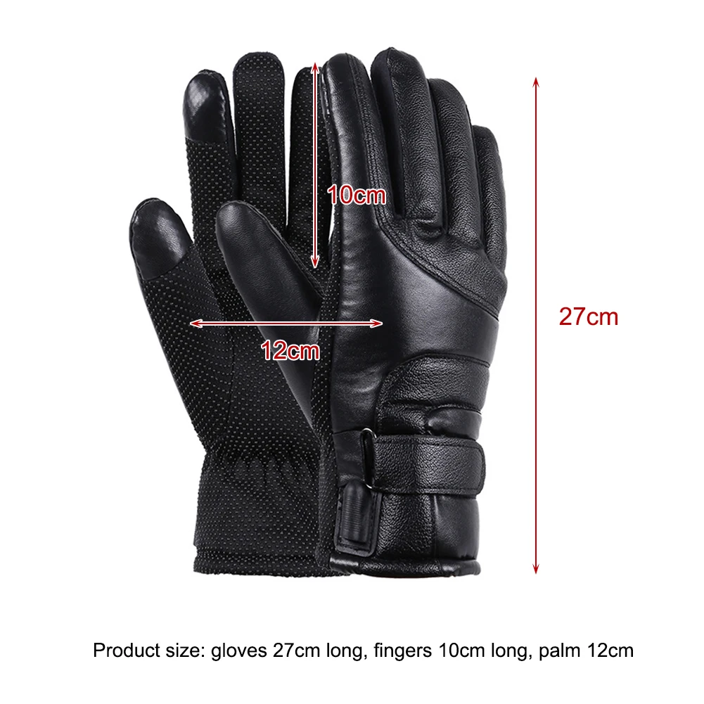 Leather Winter Gloves Heated Waterproof Outdoor Warm Hand Heating Gloves Touchscreen Hand Warmer for Hiking Skiing Fishing - view 6