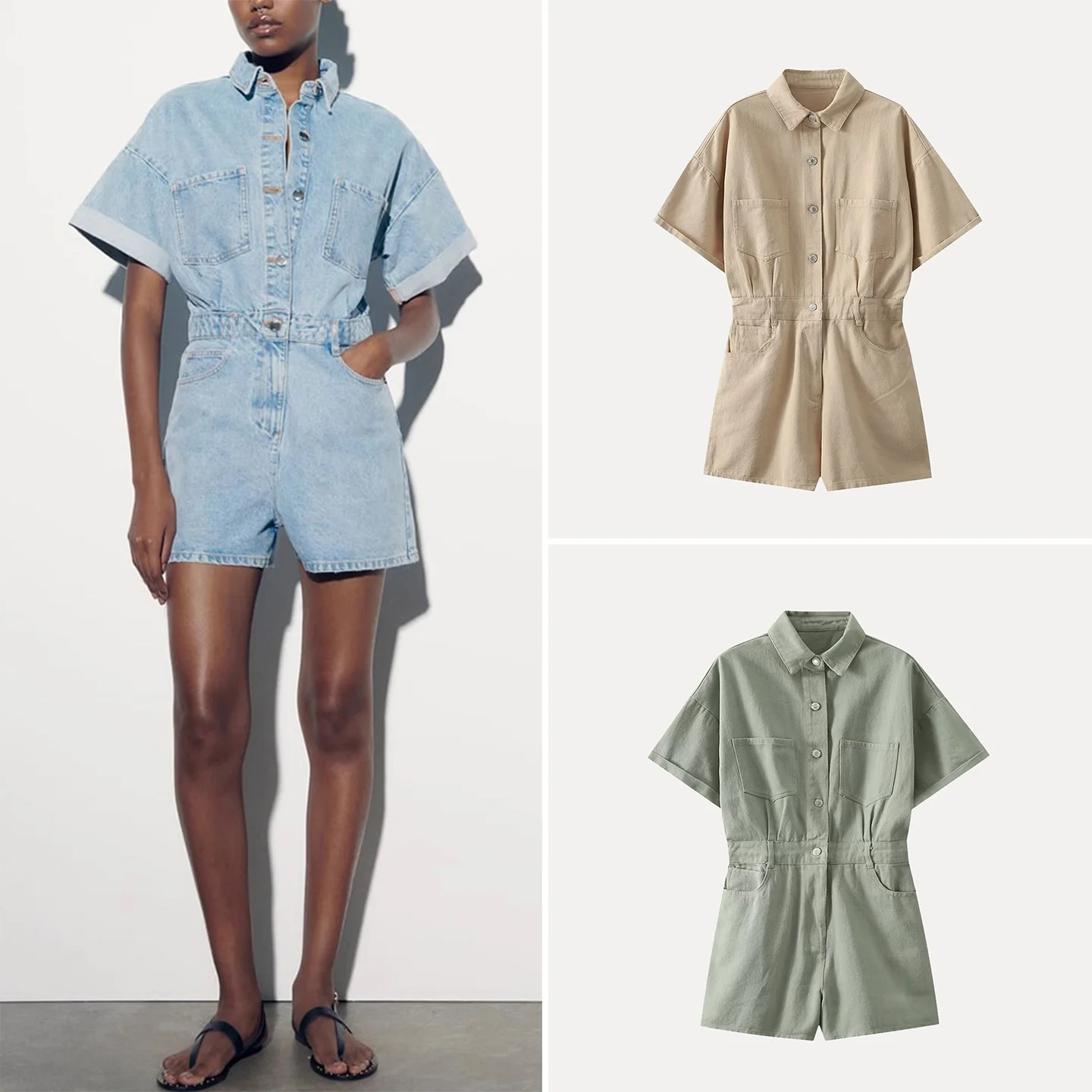 

Summer New Women's Overall orts High Waist Straight Leg Workwear Denim Cuffed Sve Commute High Waist ort Pants