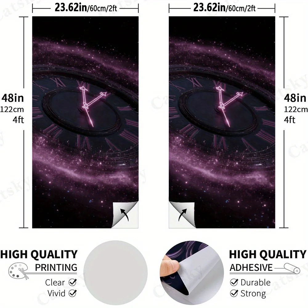 الفضاء - ملصق خيالي لساعة الوقت، قيمة عالية! شارات رمل من الفينيل المسطح ثنائية الأبعاد - صديقة للبيزانية وقيمة عالية، خالية من الفقاعات و #2
