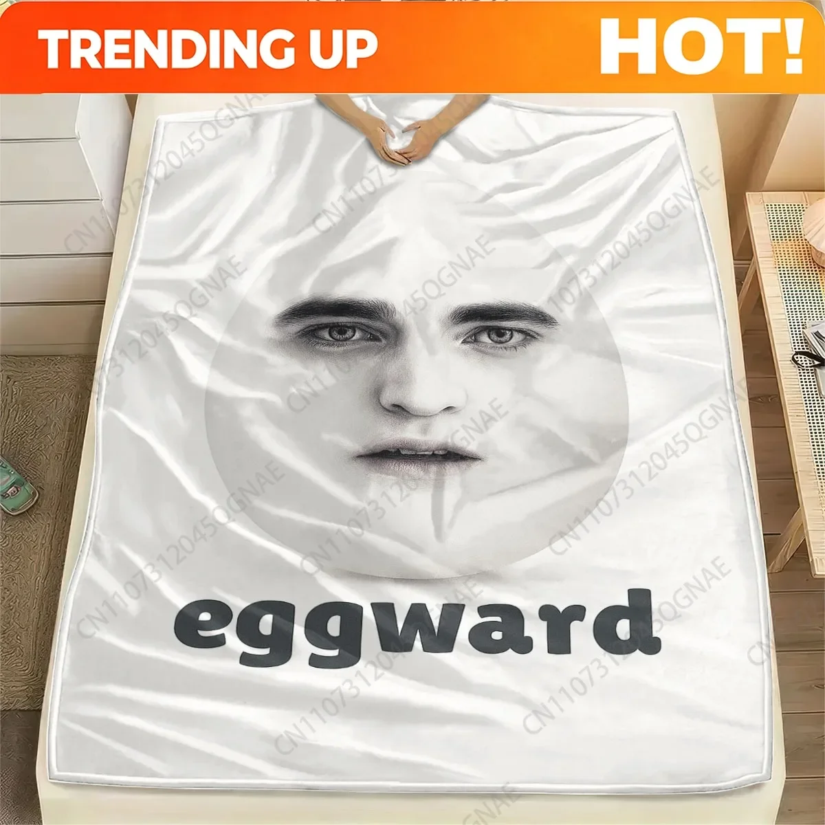 Custom Twilight Edward Cullen Plush Blanket - Iconic Edward Face With Pattinson's Eyes & Hair, 280gsm Ultra-Soft Flannel, All-Se