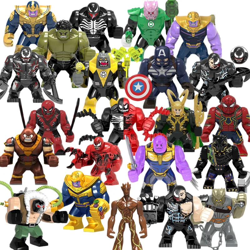 Disney Building Blocks Mini Model Figures Big Goblin Spiderman Iron Man Venom Captain Hawk Deadpool Technic Armor City Gift Toys 