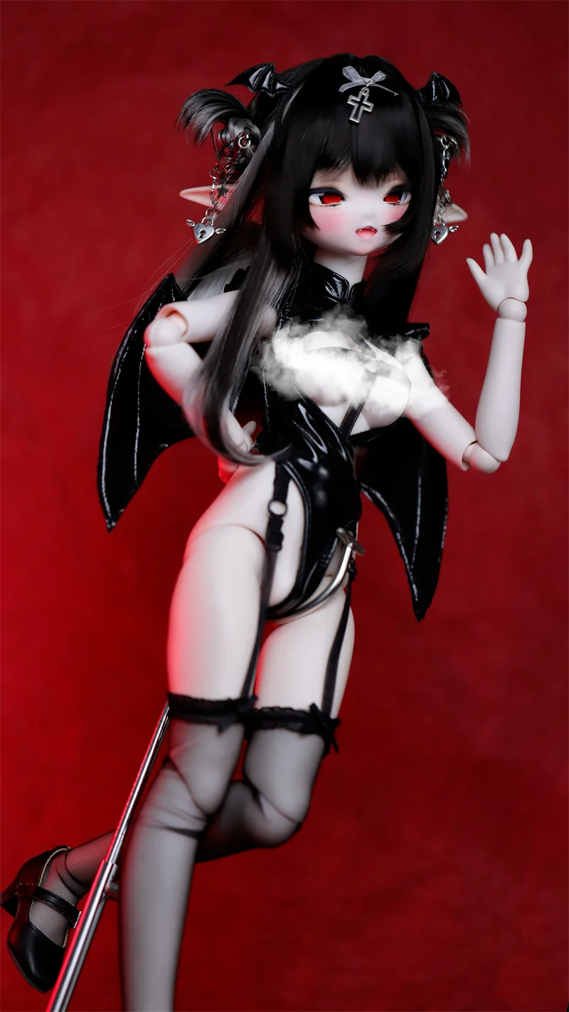 BJD Doll Clothes Set Toy Girls Elegant 1/4 MDD Little Devil Set Trainee Succubi Wing Black Onesie BJD Doll Accessories (no doll)