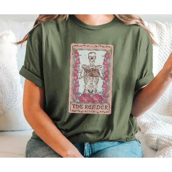 

Boho Book Re Booki Tarot Card loween Witchy T-irt Women's Cleanfit Sle A-Line Sve Linen Fabric Other Material 00%