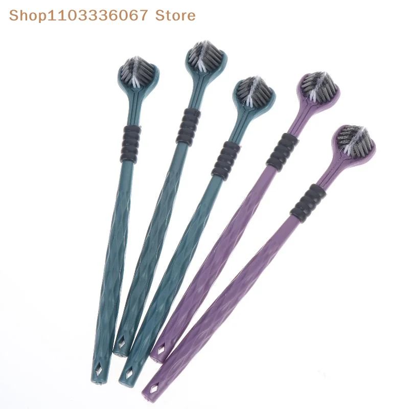 【H】5Pcs Three Sided U Shape Toothbrush With Soft Carbon Gold Bristles Full Wrapped Cleaning Perfect For Daily Oral Care Home Use