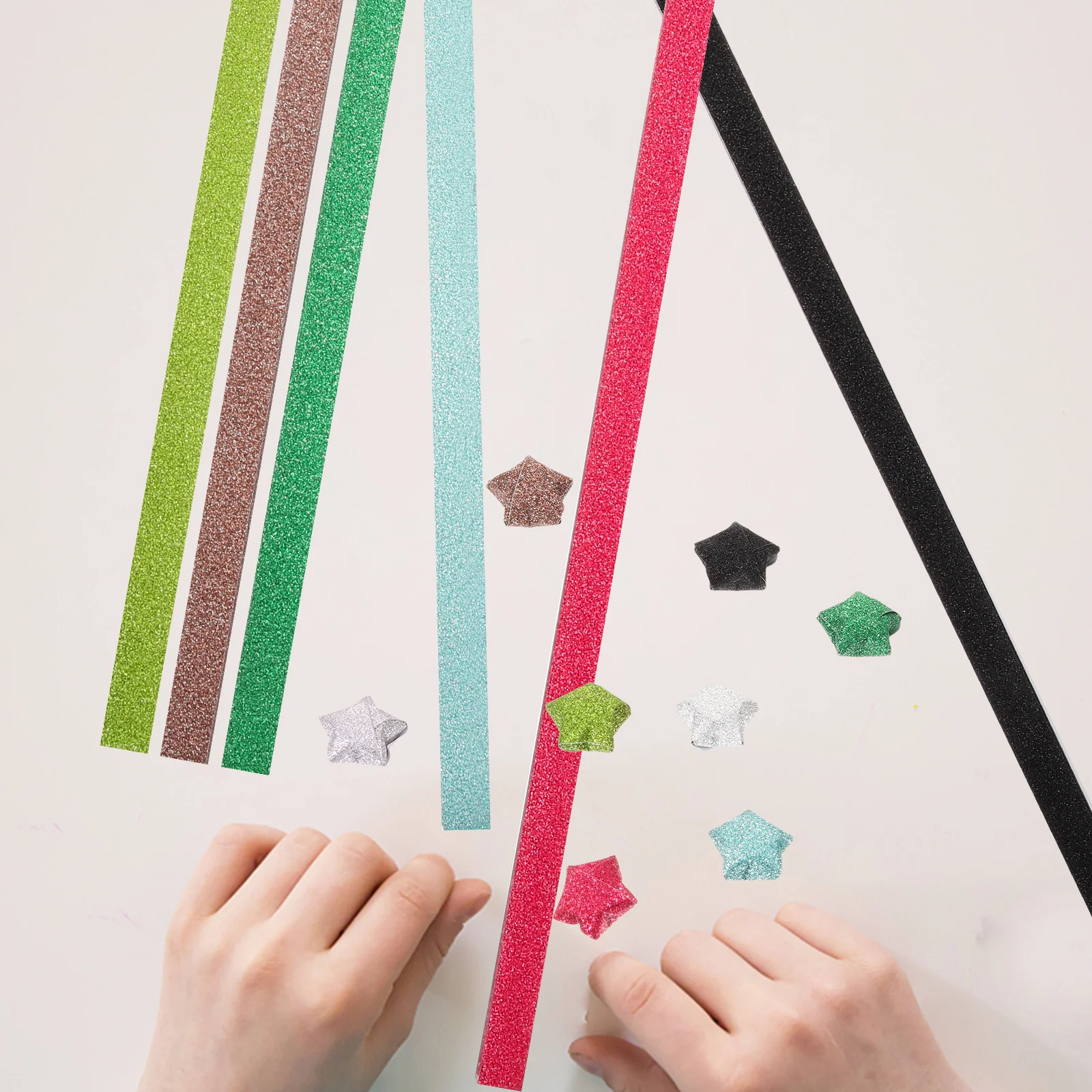 320Pcs Origami Paper Glitter Craft Sheets for DIY Luminous Star Folding Activity Glow Star Paper