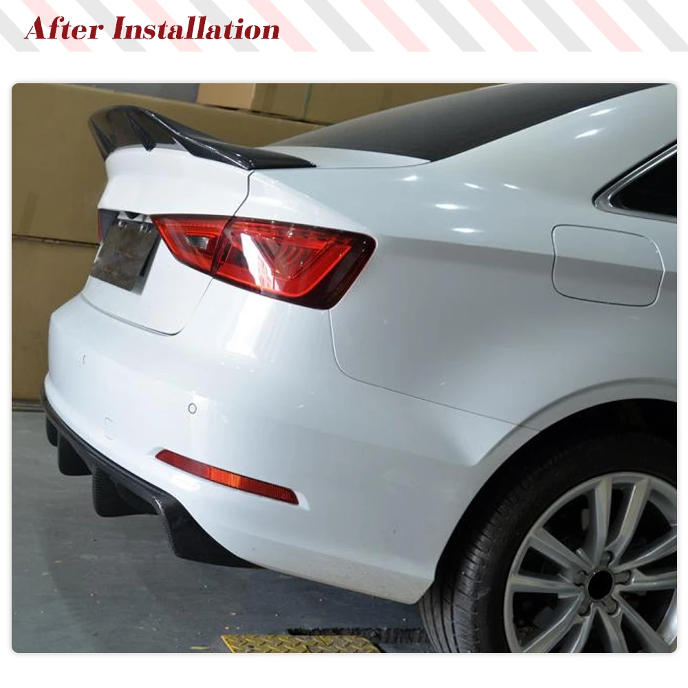 Carbon Fiber/FRP Car Rear Diffuser Lip Bumper Guard Spoiler for Audi A3 Standard Bae Sedan 8V 4 Door 2013 - 2016 Rear Body Kits view 3