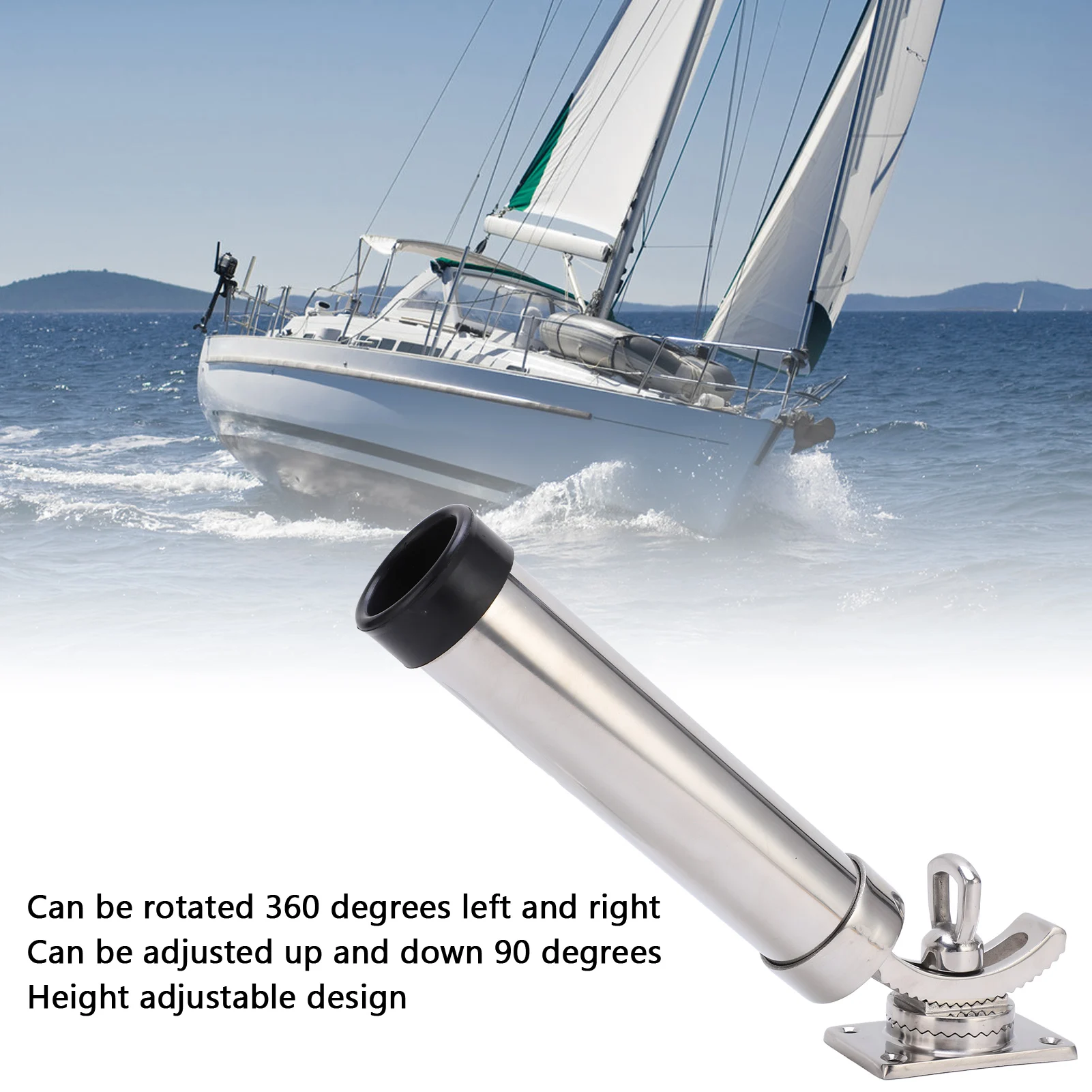 Fishing Rod Holder 360 Degree Left Right Adjustable Fishing Rod Holder Stainless Steel Fishing Rod Holder For Marine Boat Yacht