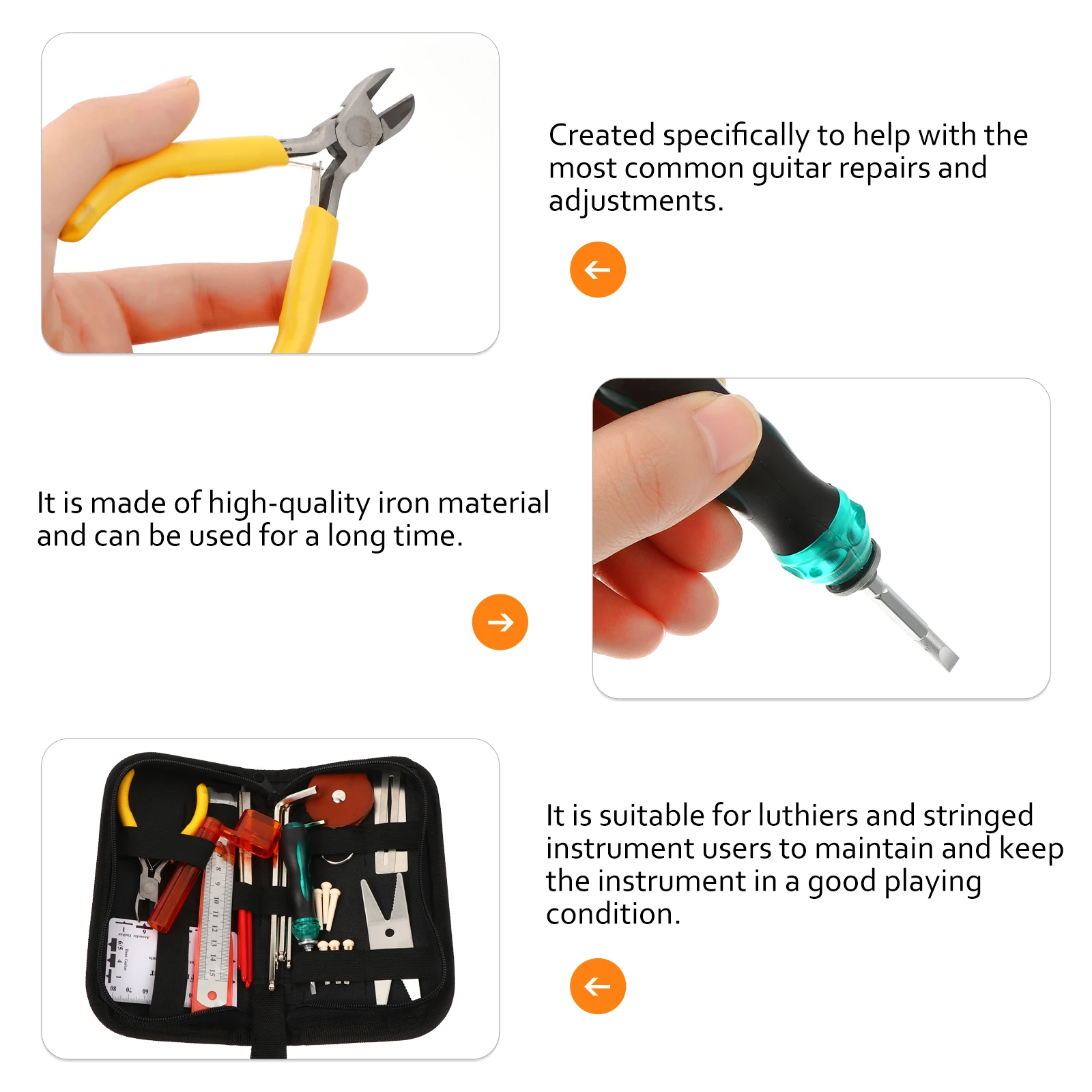 

Guitar Tool Kit Complete Repair Setup Maintenance Accessories Iron Material Long Lasting Compact Musicians Toolkit Luthier