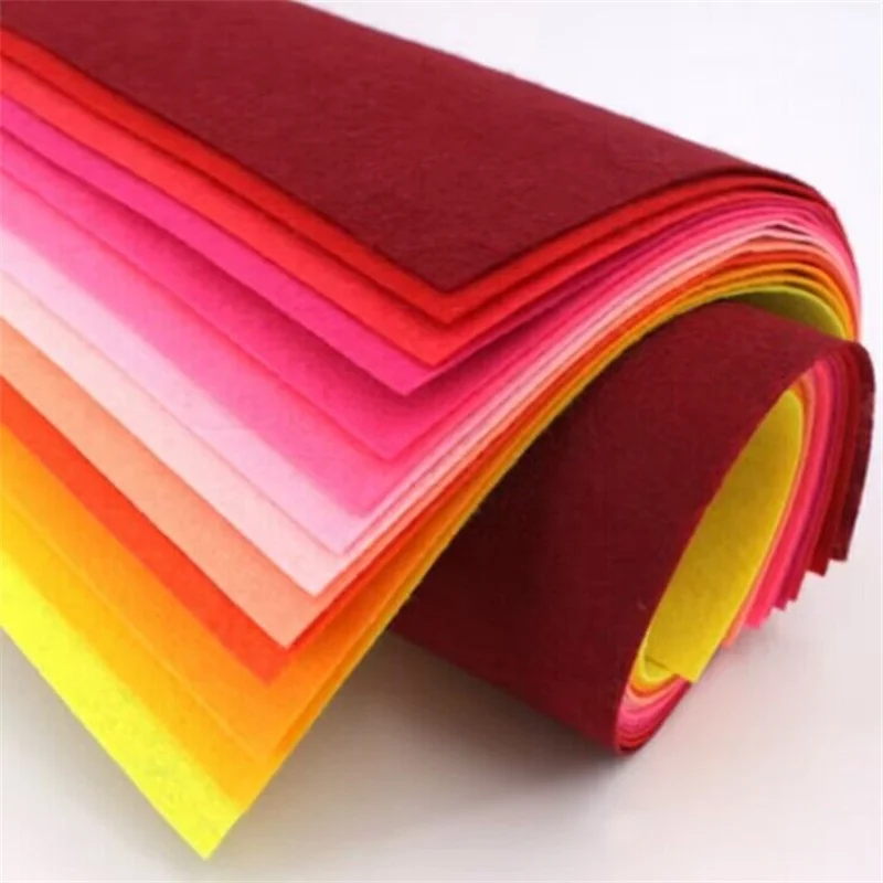 40CM/15.75 Inches Felt Fabric Sheet 40PCS Nonwoven Fabric 1MM 40 Colors Multi Size Sewing Patchwork Cloth Set For Kid Handmade