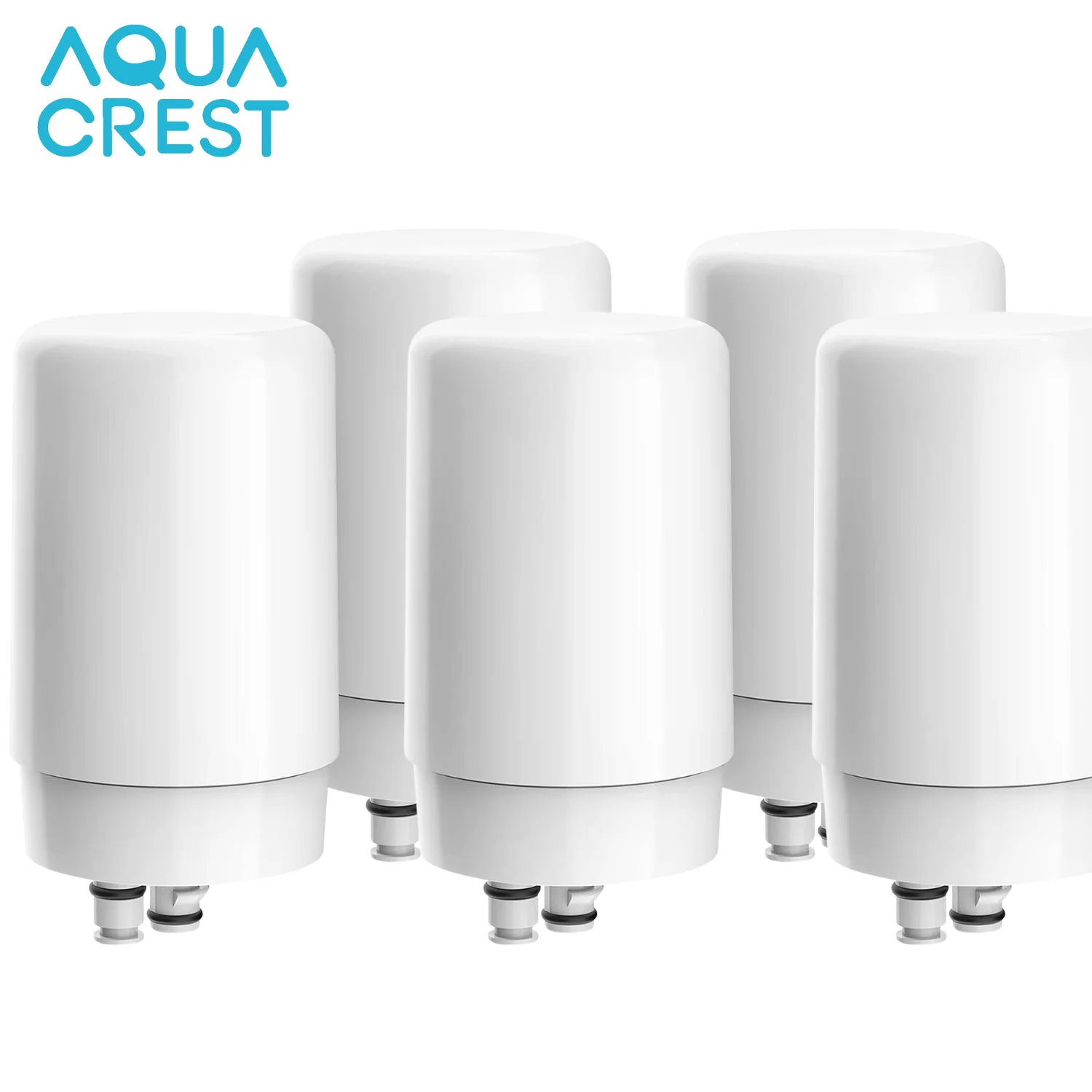 AQUA CREST 7027W Faucet Water Filter, Replacement for Brita® Filter, Brita® Faucet 36311 On Tap Water Filtration System, FR-200, FF-100 Replacement Filter, White, 5 Pack