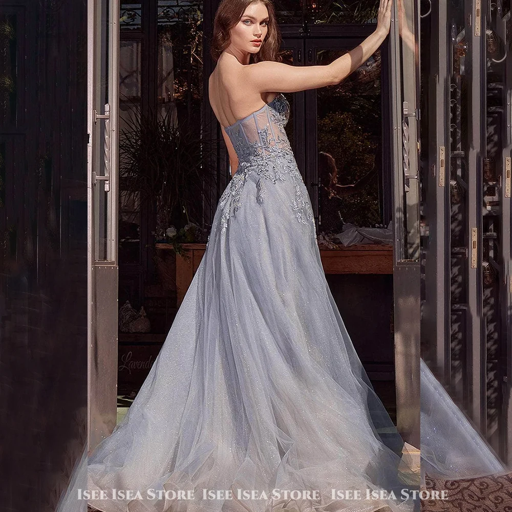 ชุดราตรีที่สวยหรูทูลกลิตเตอร์ فساتين سهرات Strapless A-Line โอกาสพิเศษชุดราตรี 2025 ที่กำหนดเอง