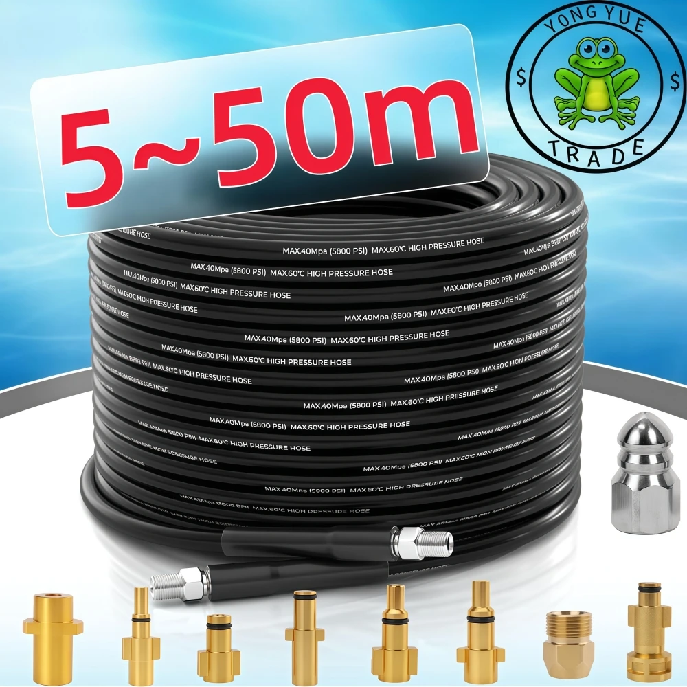 

5~50m 5800psi Sewer Drainage Cleaning Hose Pressure Cleaning Machine Hose Sewage Pipe Cleaning Nozzle For Karcher Bosch Nilfisk